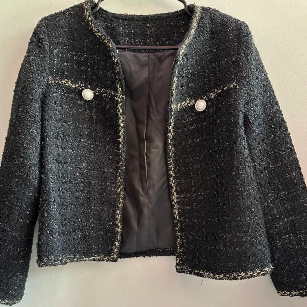 Elegant Black Tweed Jacket